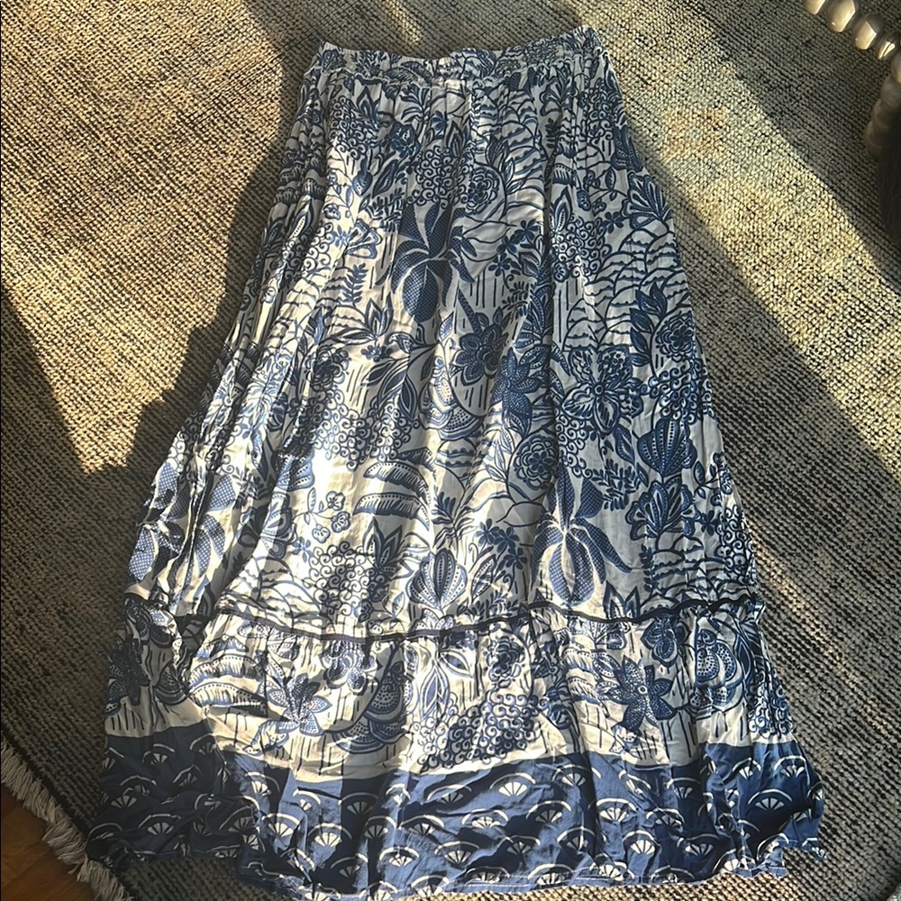 Vineyard Vines Floral Blue and White Maxi Skirt